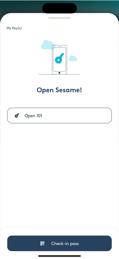 Hotelbird - Hotelbird app interface for opening a hotel room door with a digital key