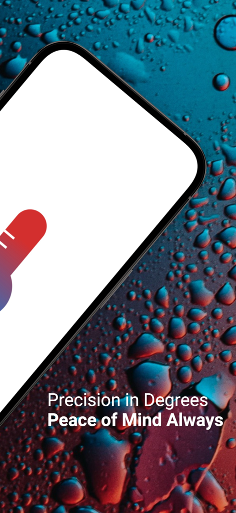 Promotional screen for the Body Temperature App with a thermometer icon and the text Precision in Degrees