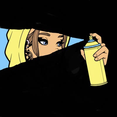 a realistic girl, spray painting