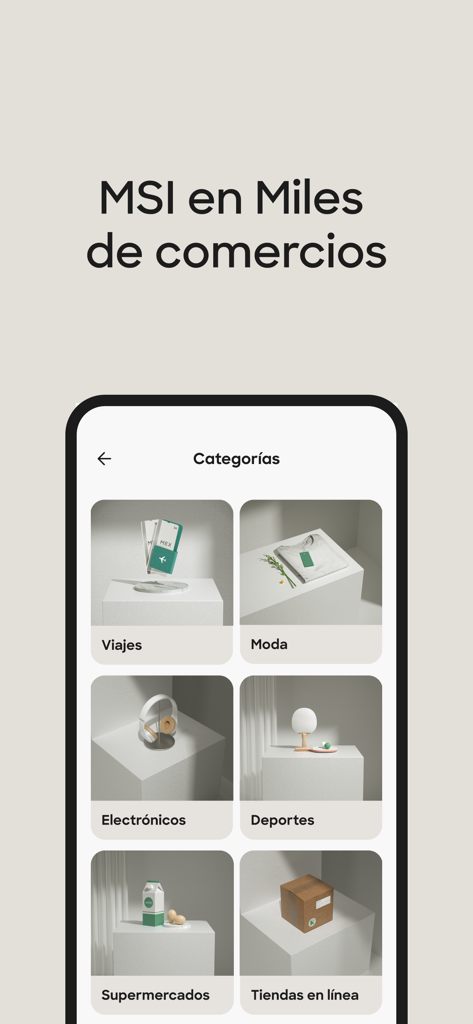 Klar mobile app interface displaying shopping categories for interest free monthly installments