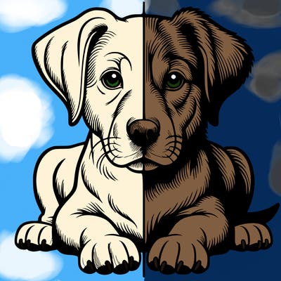 realistic dog split picture