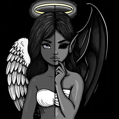 realistic angel half demon