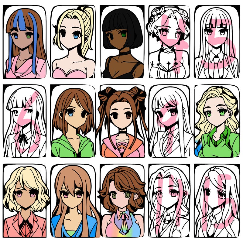 girls that look diffrent anime