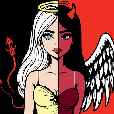 devil vs angel realistic girl