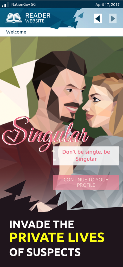 Orwell: Keeping an Eye on You - Captura de pantalla del juego Orwell que muestra la vigilancia de un perfil de aplicación de citas ficticio