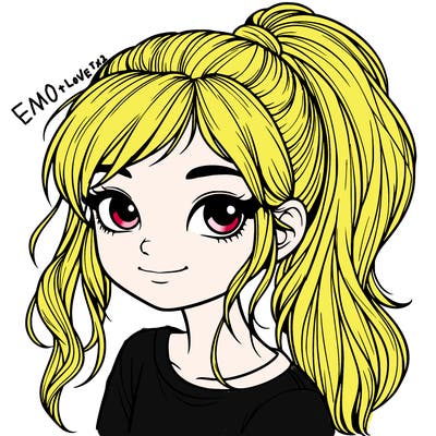 realistic girl with ponytail