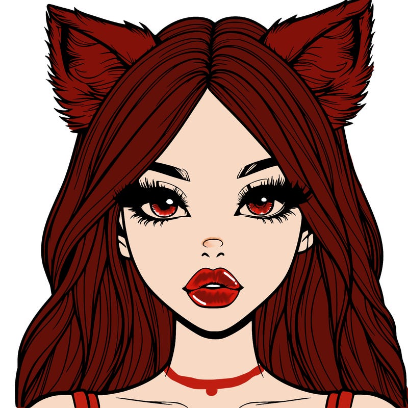realistic girl with fox ears and realistic lips