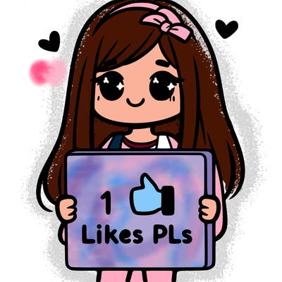 girl holding a sign saying 10 likes pls