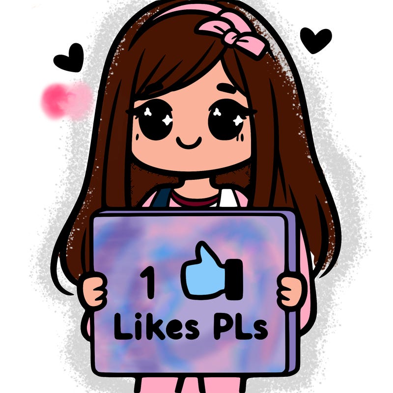 girl holding a sign saying 10 likes pls