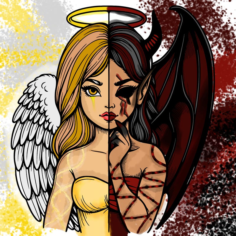 realistic angel half demon