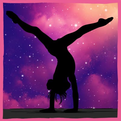 realistic gymnastic hand stand girl in four splits