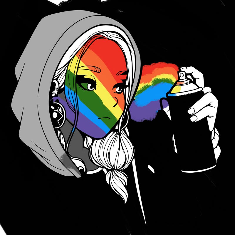 a realistic girl, spray painting