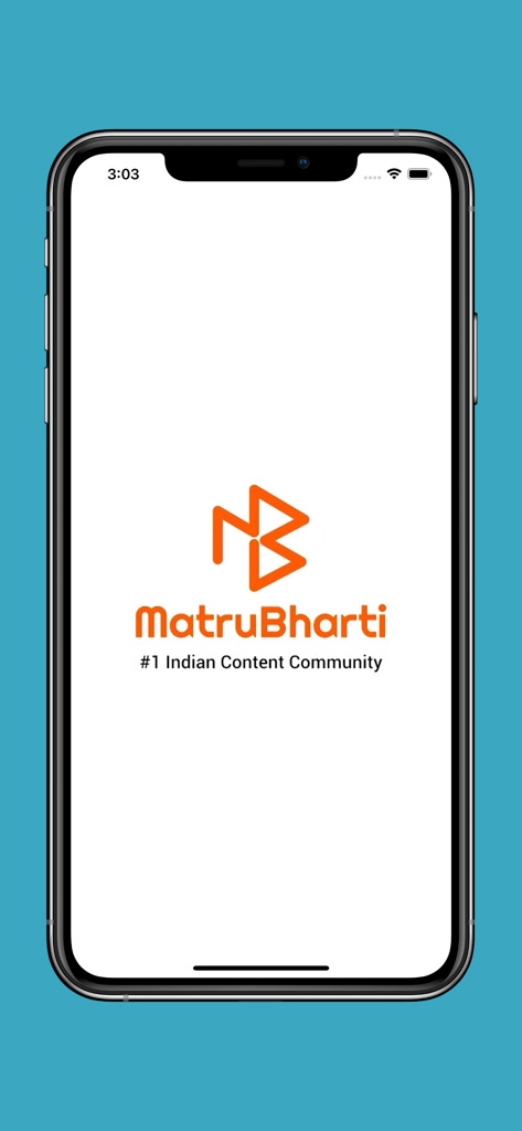Der Splashscreen der Matrubharti-App mit dem Firmenlogo und dem Slogan 'Nummer eins indische Content-Community'