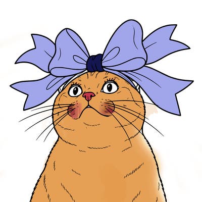 cat with a big bow on her head