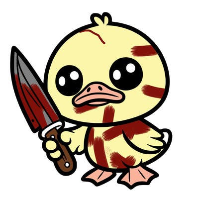 cute duck with knife
