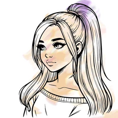 realistic girl with a high ponytail