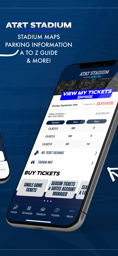 Dallas Cowboys - Dallas Cowboys official app showing stadium tickets and game day information