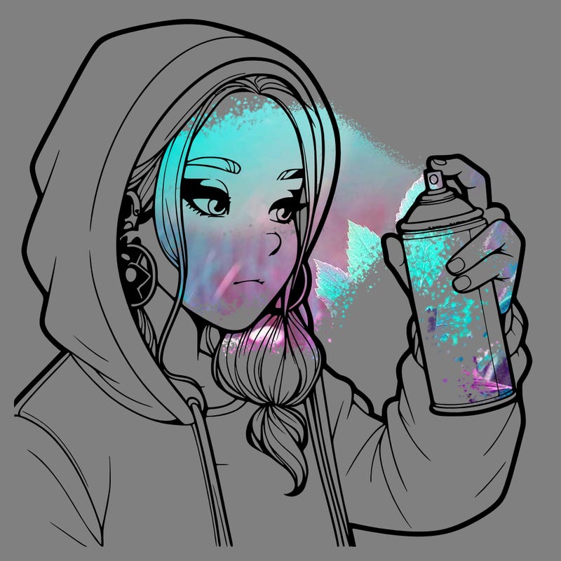 a realistic girl, spray painting
