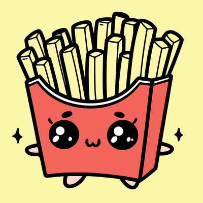 a cute. french fries