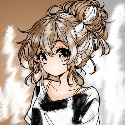 a beautiful anime girl with a messy bun