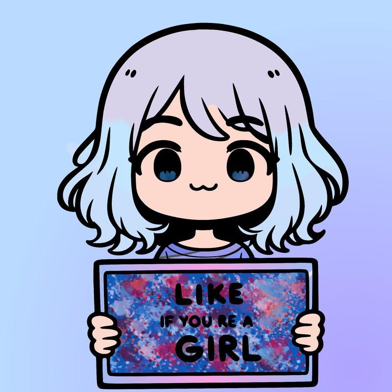 a cute girl holding a sign that says like if you’re a girl