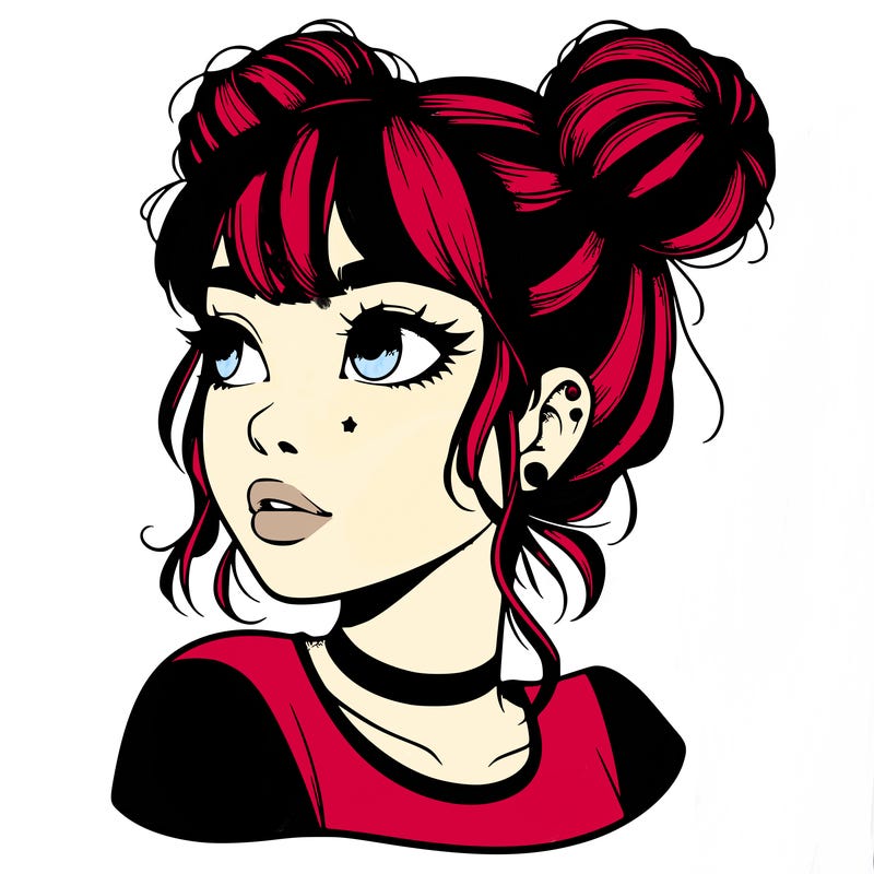realistic girl with spacebuns