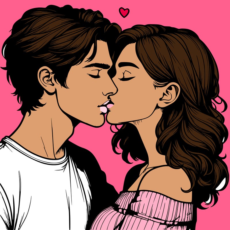 realistic couple kissing