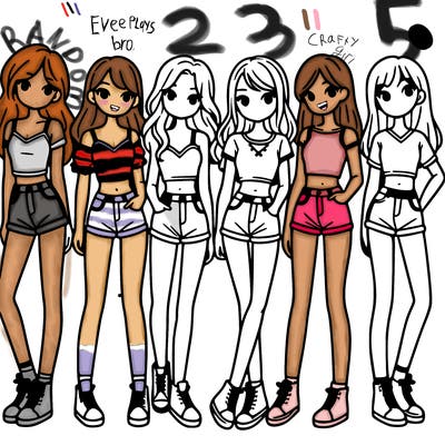 a group of girls wearing crop tops and shorts