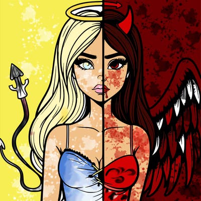 devil vs angel realistic girl