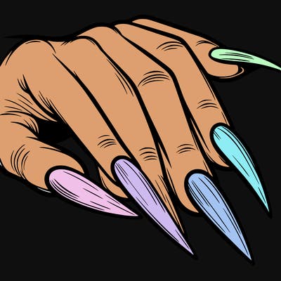 long nails on woman hand