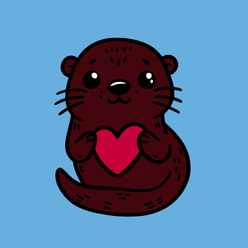 otter with a heart