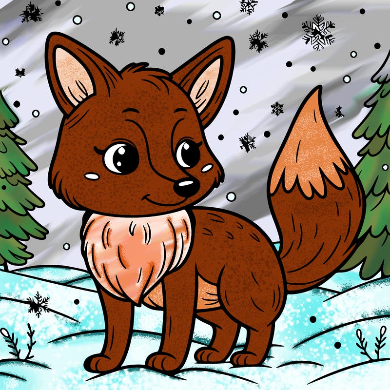 a fox in the snow