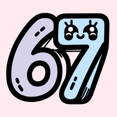 the numbers 67