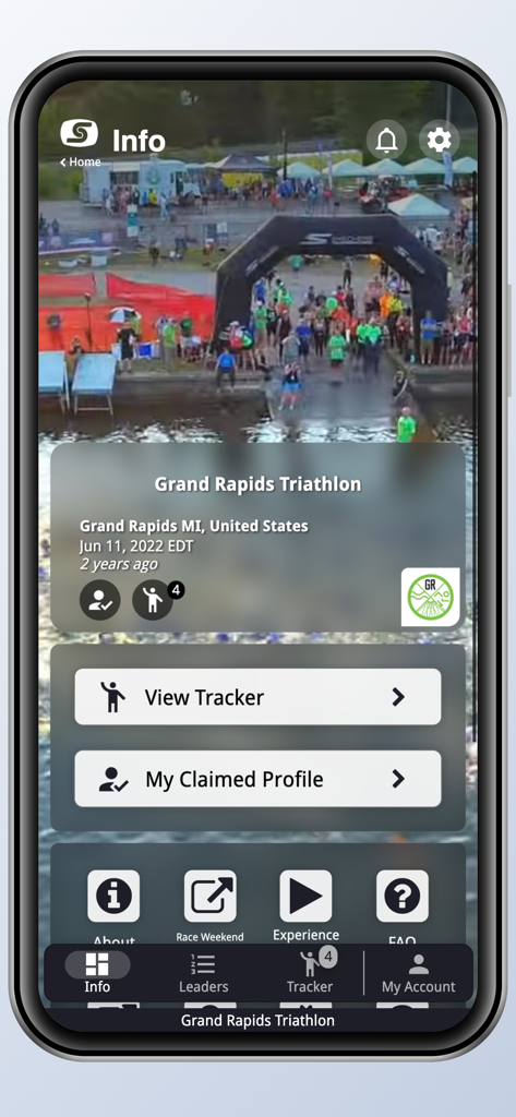 Sportstats Tracker - Sportstats Tracker app display for the Grand Rapids Triathlon event page