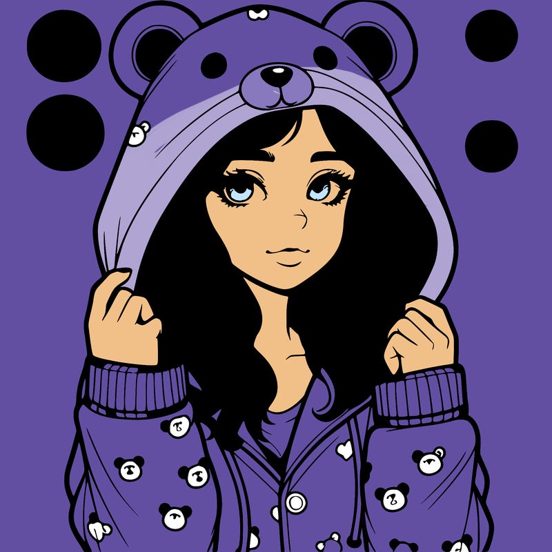 realistic girl in a animal pjs hoodie