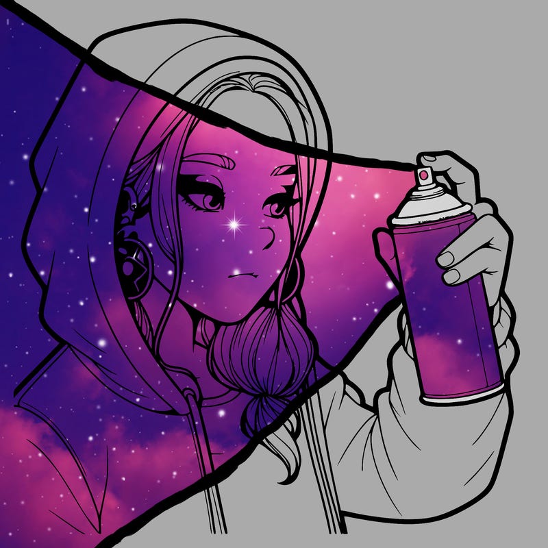 a realistic girl, spray painting