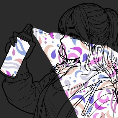 a realistic girl spray, painting