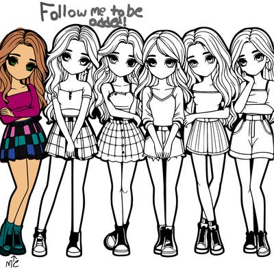 a group of girls realistic