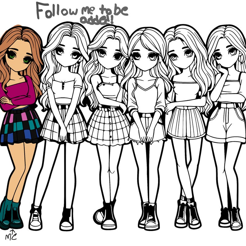 a group of girls realistic