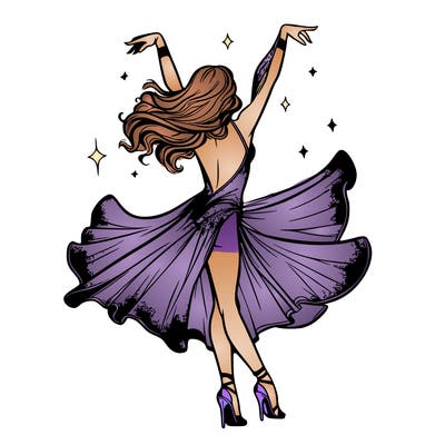 dancer dancing with a shimmery costume on realistic