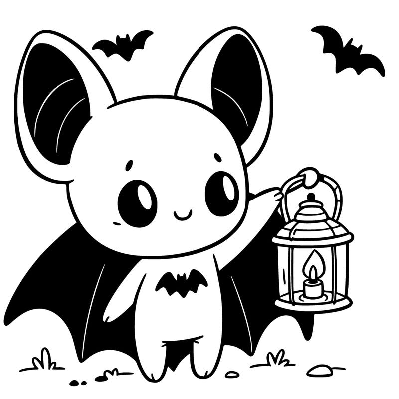 a bat holding a tiny lantern