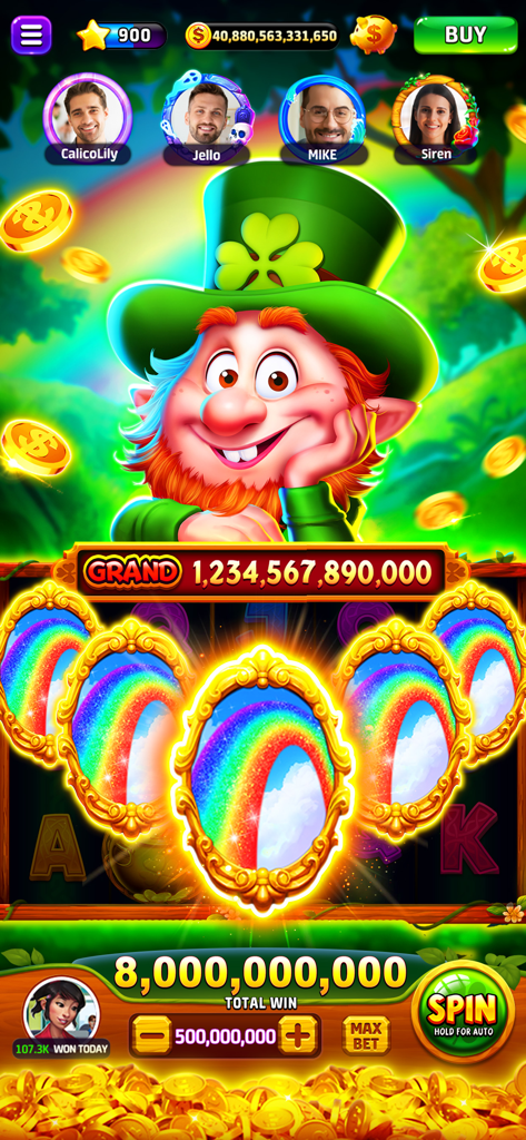 Cash Club Casino - Vegas Slots - Juego de máquina tragamonedas Cash Club Casino con temática de duende y una gran pantalla de victoria total