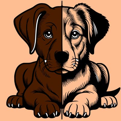 realistic dog split picture