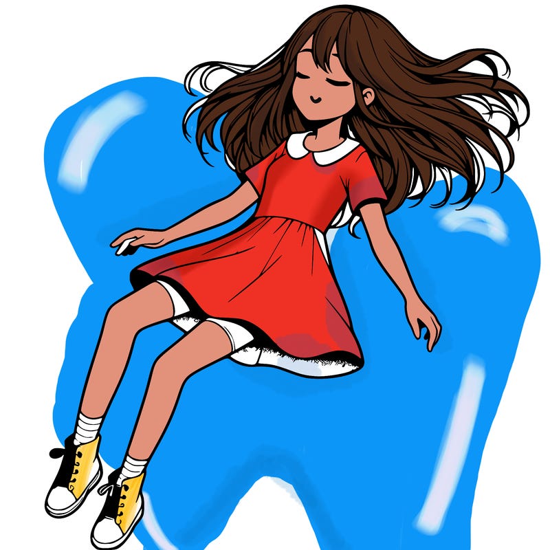 realistic girl floating