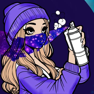 realistic girl spray painting