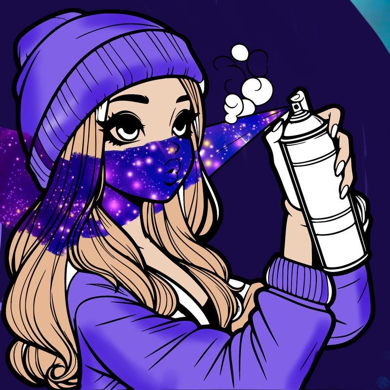 realistic girl spray painting