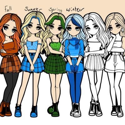 a group of girls realistic