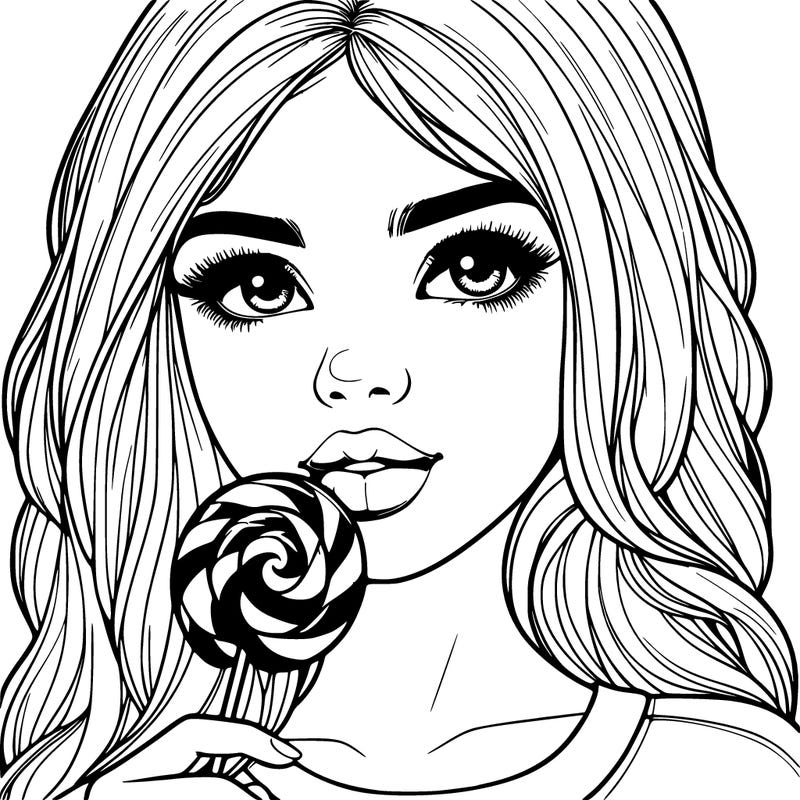 realistic girl with a lollypop