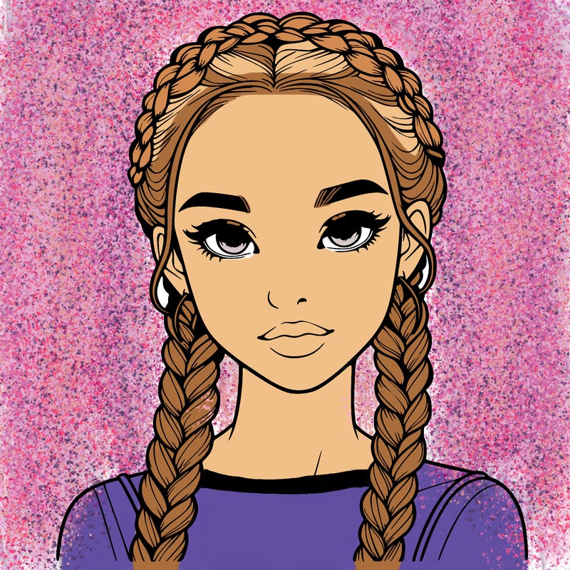 realistic girl with braids