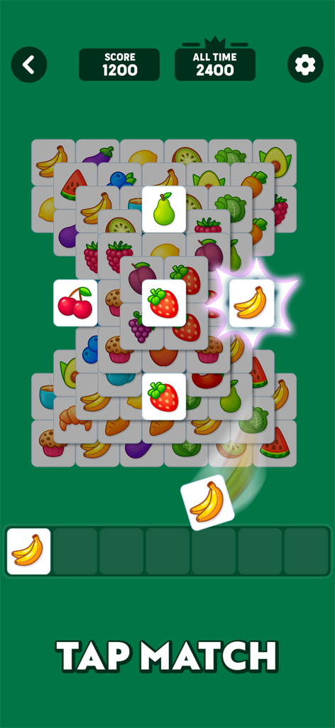 Offline Games - No Wifi Games - Uno screenshot di Tap Match, un gioco di abbinamento tessere a tema frutta all'interno dell'app Giochi Offline.